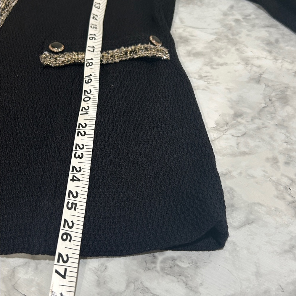 MISOOK WOMENS GOLD CHAIN TRIMMED BLACK BLAZER Sz XS - Picture 10 of 10